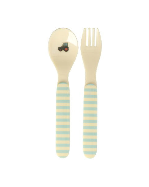 Babylöffel & Gabel/ Blue ABC Print