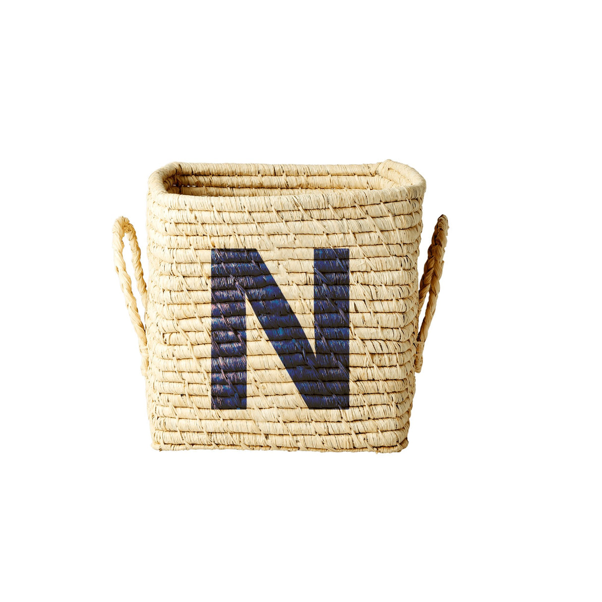 Square Raffia Basket with Painted Letter N - korbmayer. ganz besonders. für kinder.