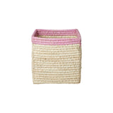 Raffia Korb ohne Griffe/ Rand Pink