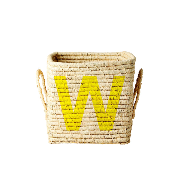 Raffia Square Basket with Painted Letter W - korbmayer. ganz besonders. für kinder.