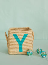 Raffia Square Basket with painted Letter Y - korbmayer. ganz besonders. für kinder.