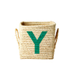 Raffia Square Basket with painted Letter Y - korbmayer. ganz besonders. für kinder.