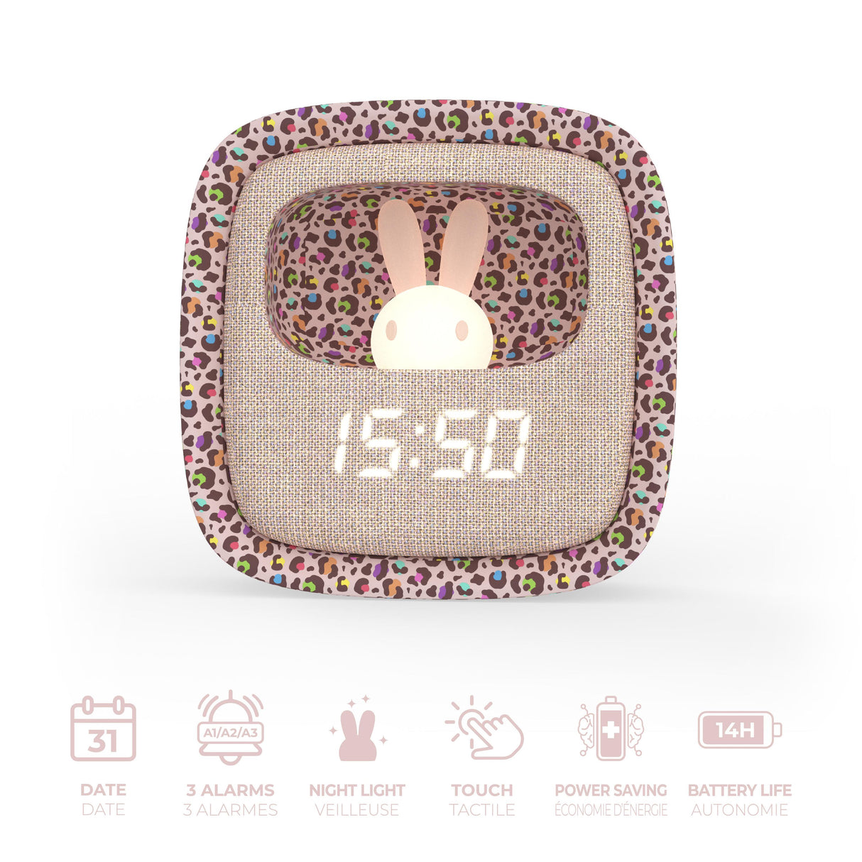 Wecker mit Nachtlicht - Leopard Regenbogen