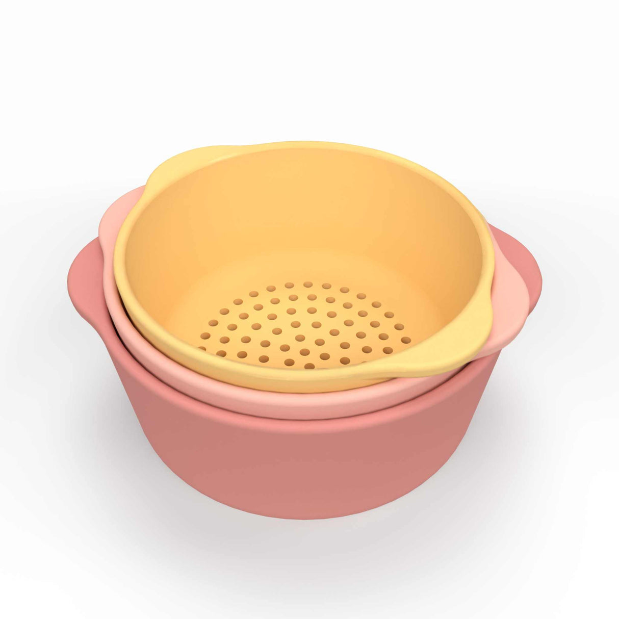 Sensorik Schalen-Set Coral/Yellow aus lebensmittelechtem Silikon zum Spielen und Lernen für Kinder ab 6 Monaten