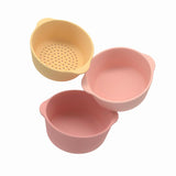 Sensorik Schalen-Set Coral/Yellow aus lebensmittelechtem Silikon für pädagogisches Spielen mit Wasser und Sand