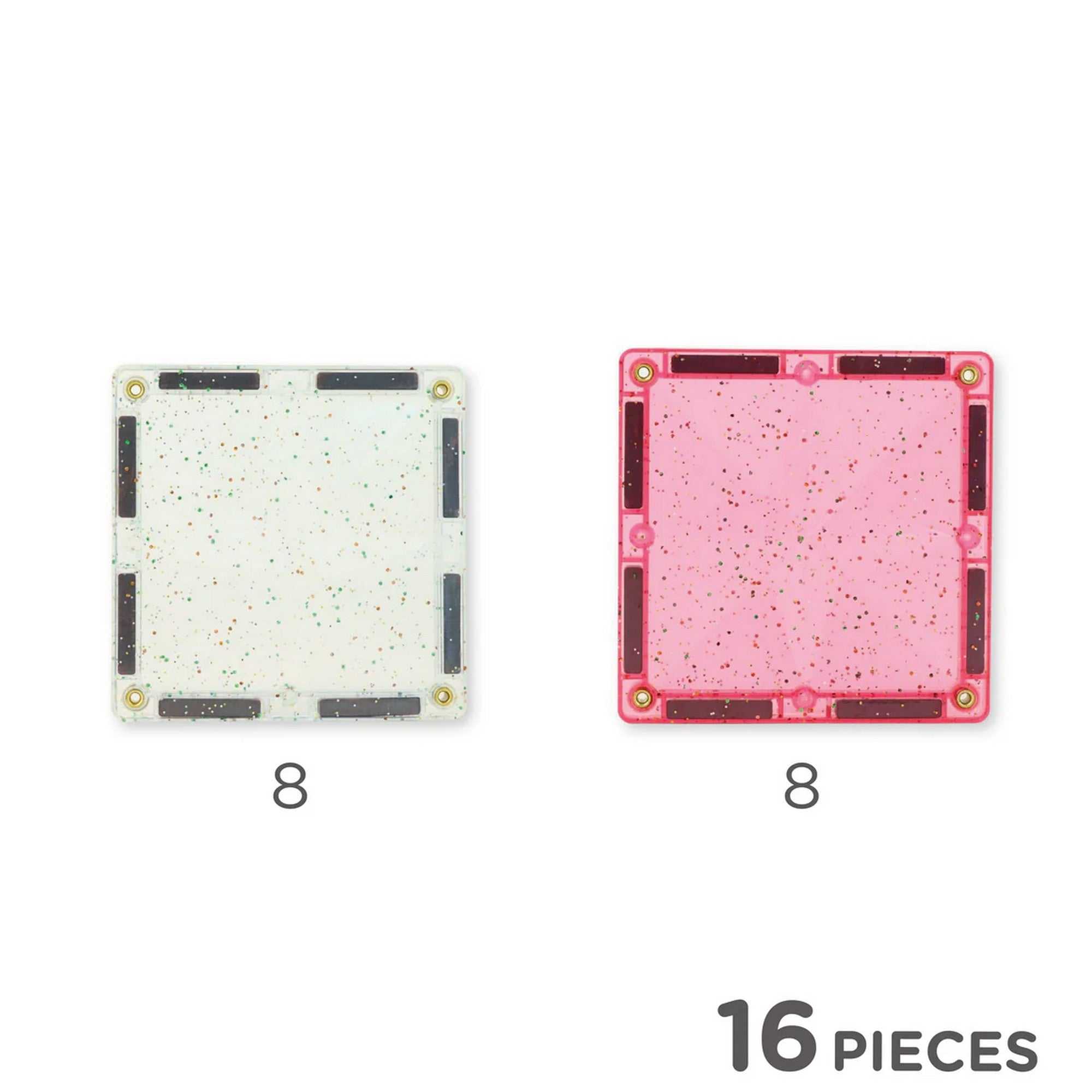 Glitzer Fliesen Transparent/Rosa 16 Teile