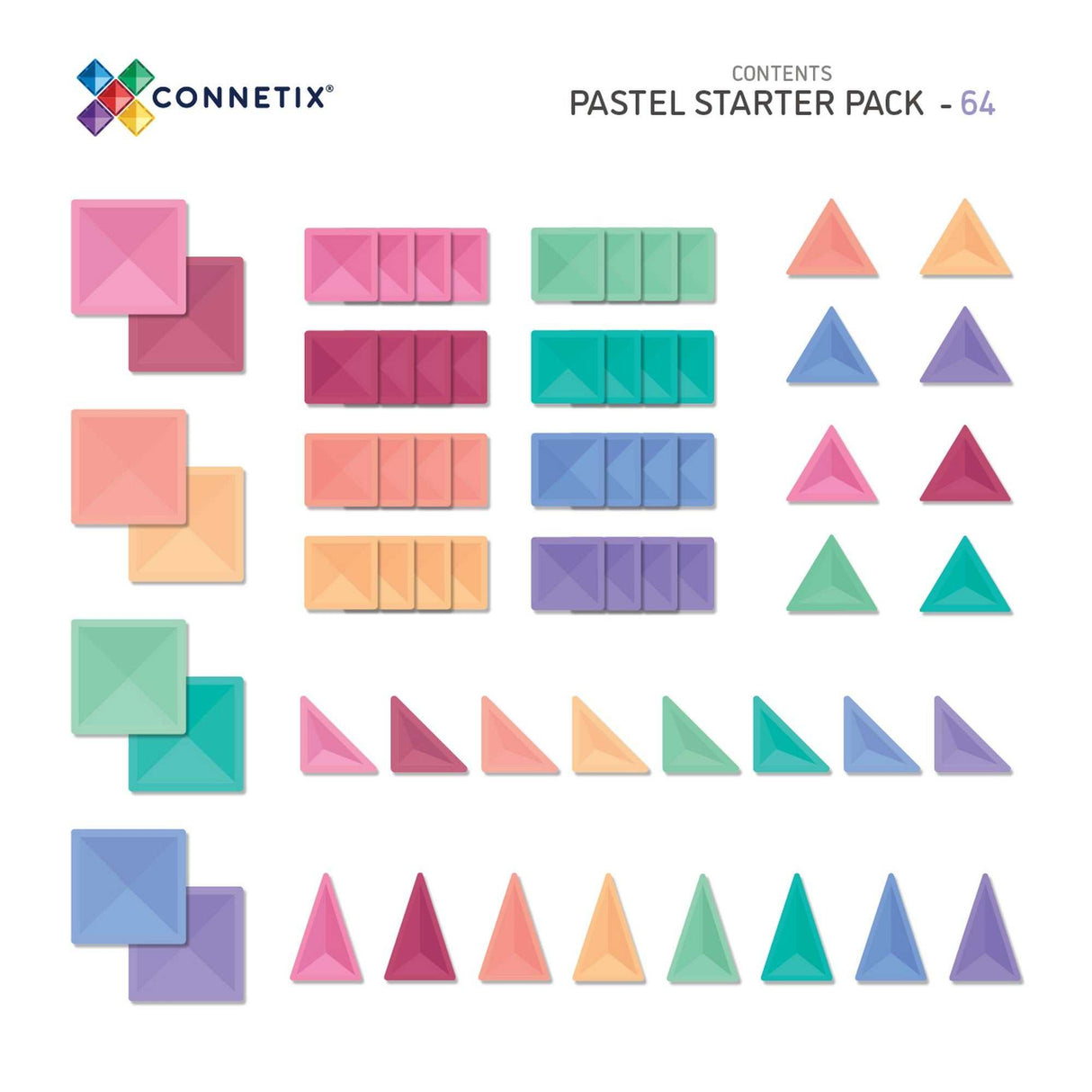 Magnetbausteine Pastell Starter Pack 64 Teile