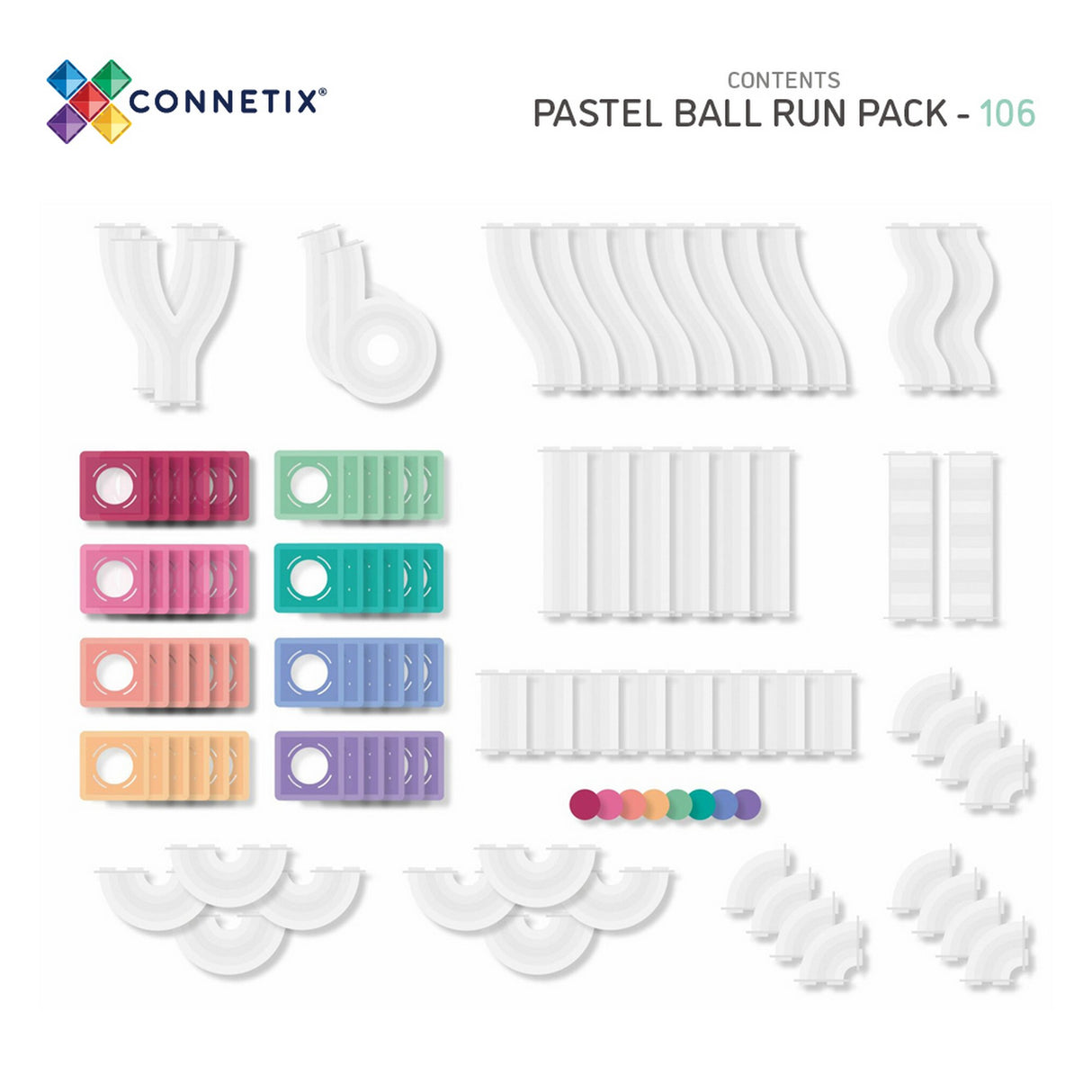 Magnet Bausteine Pastell Ball Run Pack 106 Teile - korbmayer. ganz besonders. für kinder.