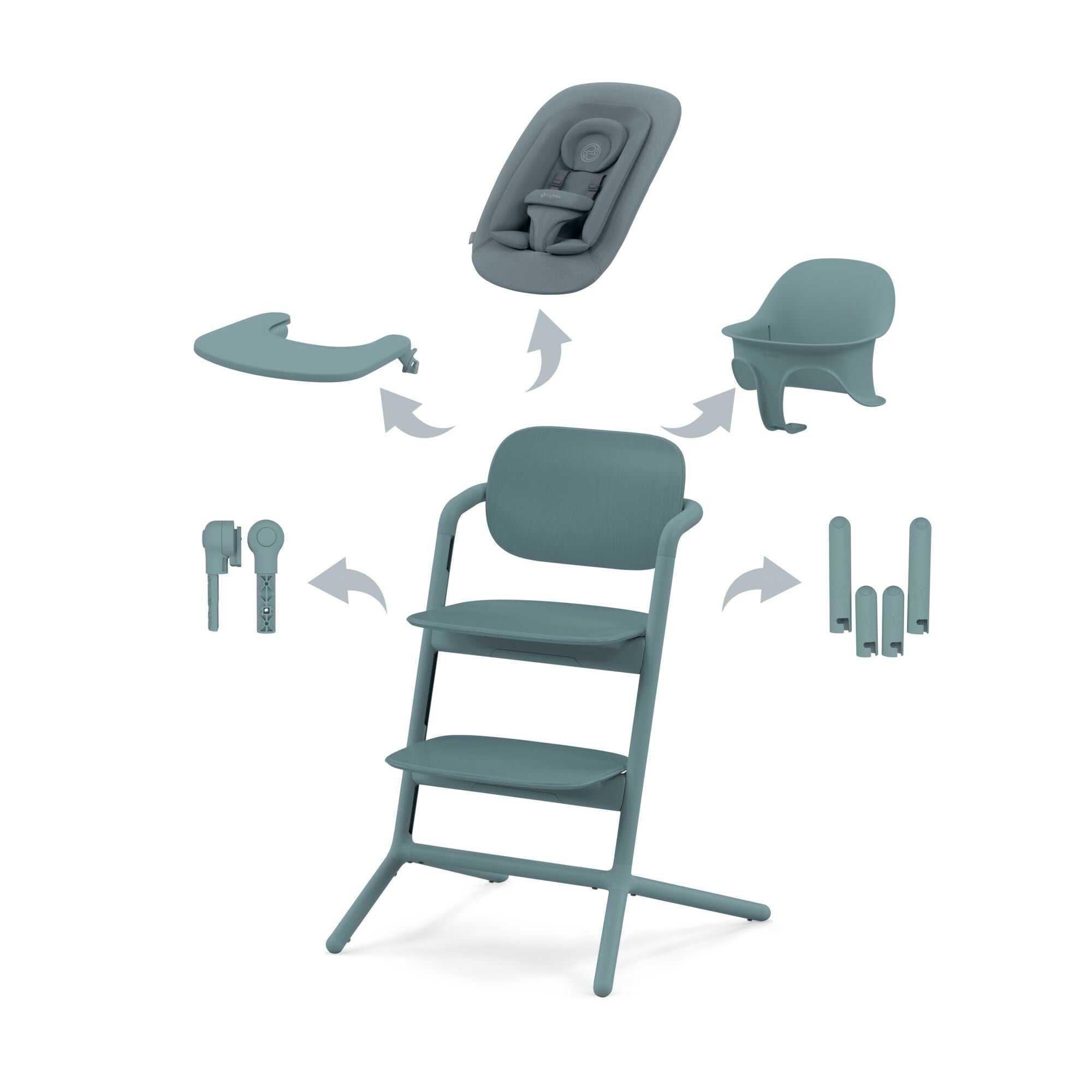 LEMO Hochstuhl 4-in-1-Set  Stone Blue