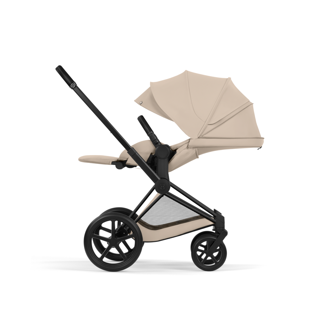 PRIAM Comfort Matt Black incl. Babywanne, Sitzeinheit, Sitzbezug Cozy Beige