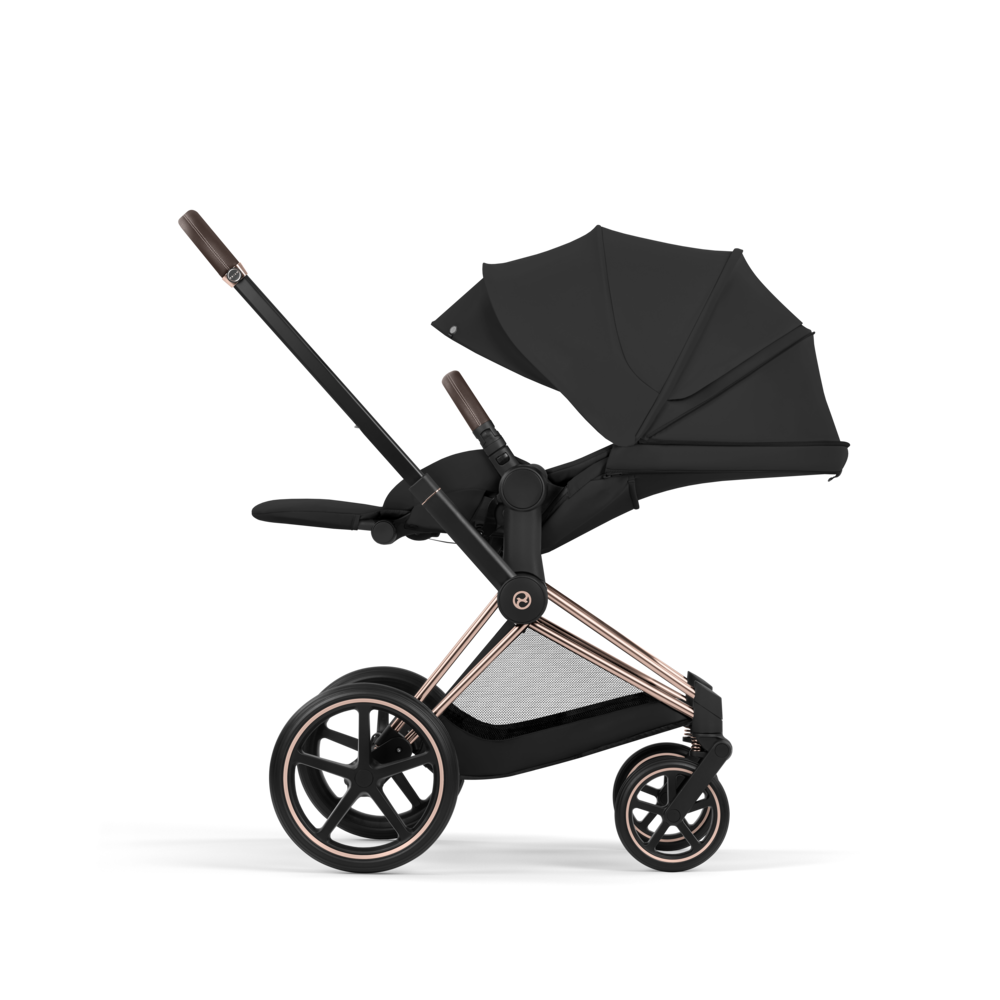 PRIAM Comfort Rosegold incl. Babywanne, Sitzeinheit, Sitzbezug Sepia Black