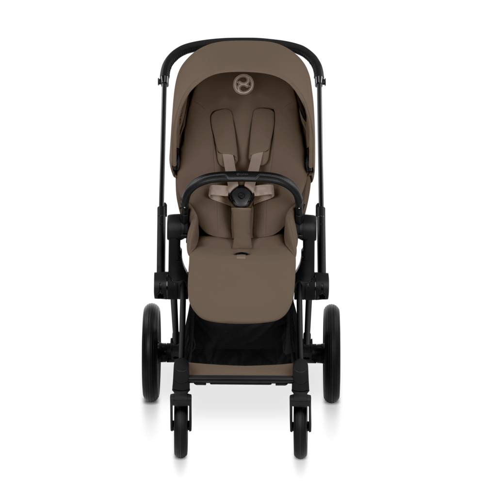 PRIAM Comfort Matt Black incl. Babywanne, Sitzeinheit, Sitzbezug Coconut Brown