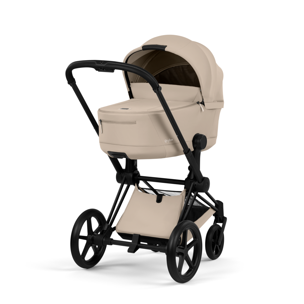 PRIAM Comfort Matt Black incl. Babywanne, Sitzeinheit, Sitzbezug Cozy Beige