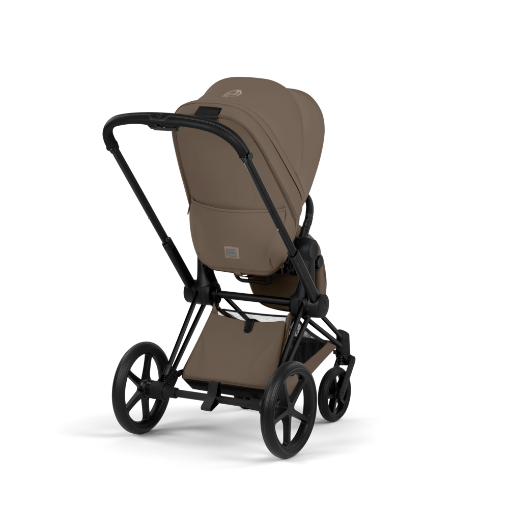 PRIAM Comfort Matt Black incl. Babywanne, Sitzeinheit, Sitzbezug Coconut Brown
