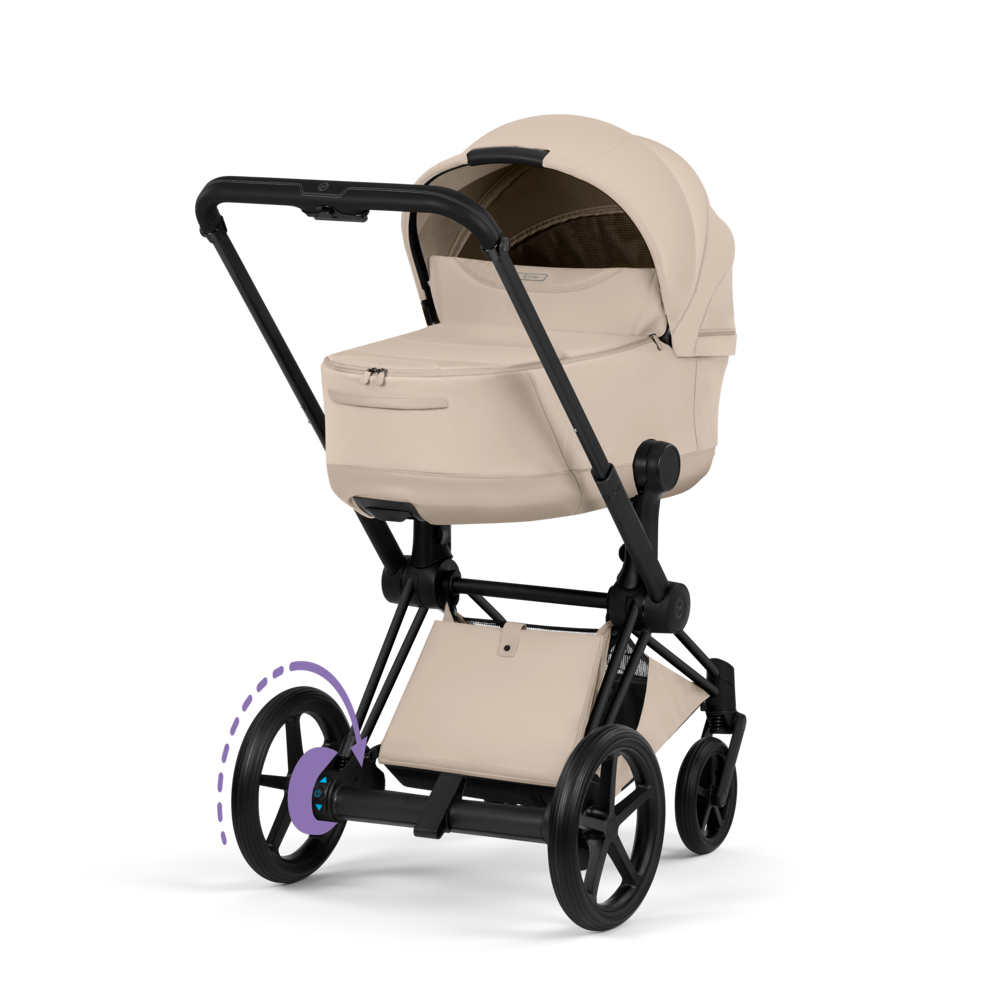 ePRIAM Comfort Matt Black incl. Babywanne, Sitzeinheit, Sitzbezug Cozy Beige