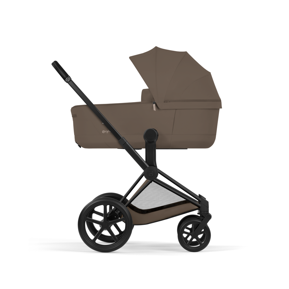 PRIAM Comfort Matt Black incl. Babywanne, Sitzeinheit, Sitzbezug Coconut Brown