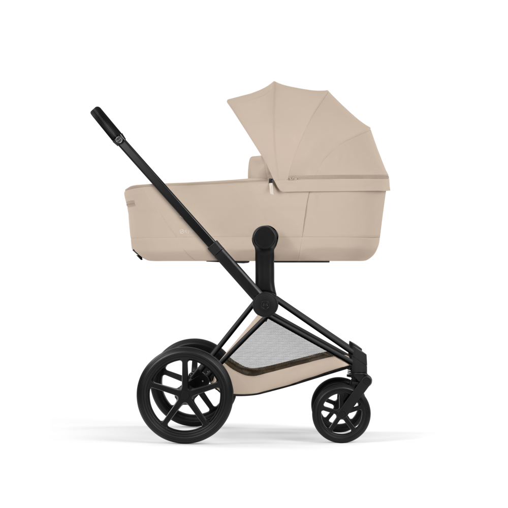 PRIAM Comfort Matt Black incl. Babywanne, Sitzeinheit, Sitzbezug Cozy Beige