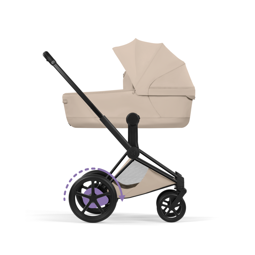 ePRIAM Comfort Matt Black incl. Babywanne, Sitzeinheit, Sitzbezug Cozy Beige