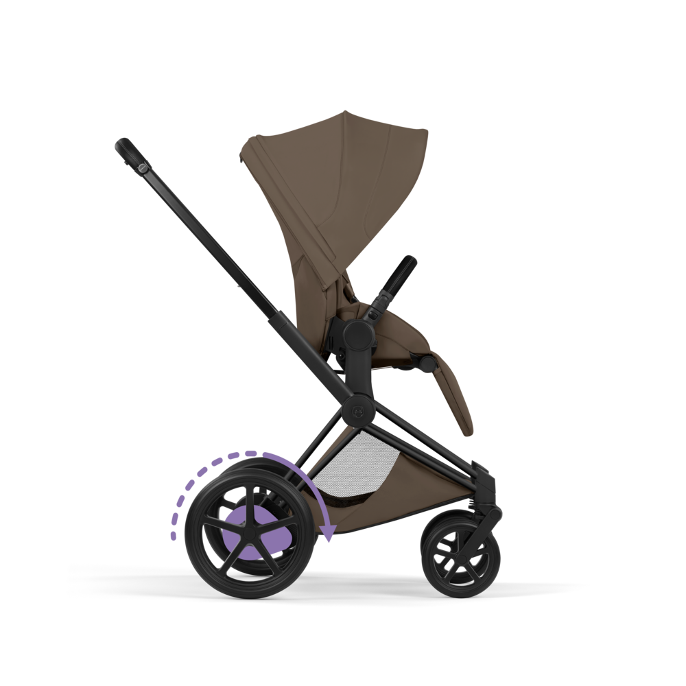 ePRIAM Comfort Matt Black incl. Babywanne, Sitzeinheit, Sitzbezug Coconut Brown