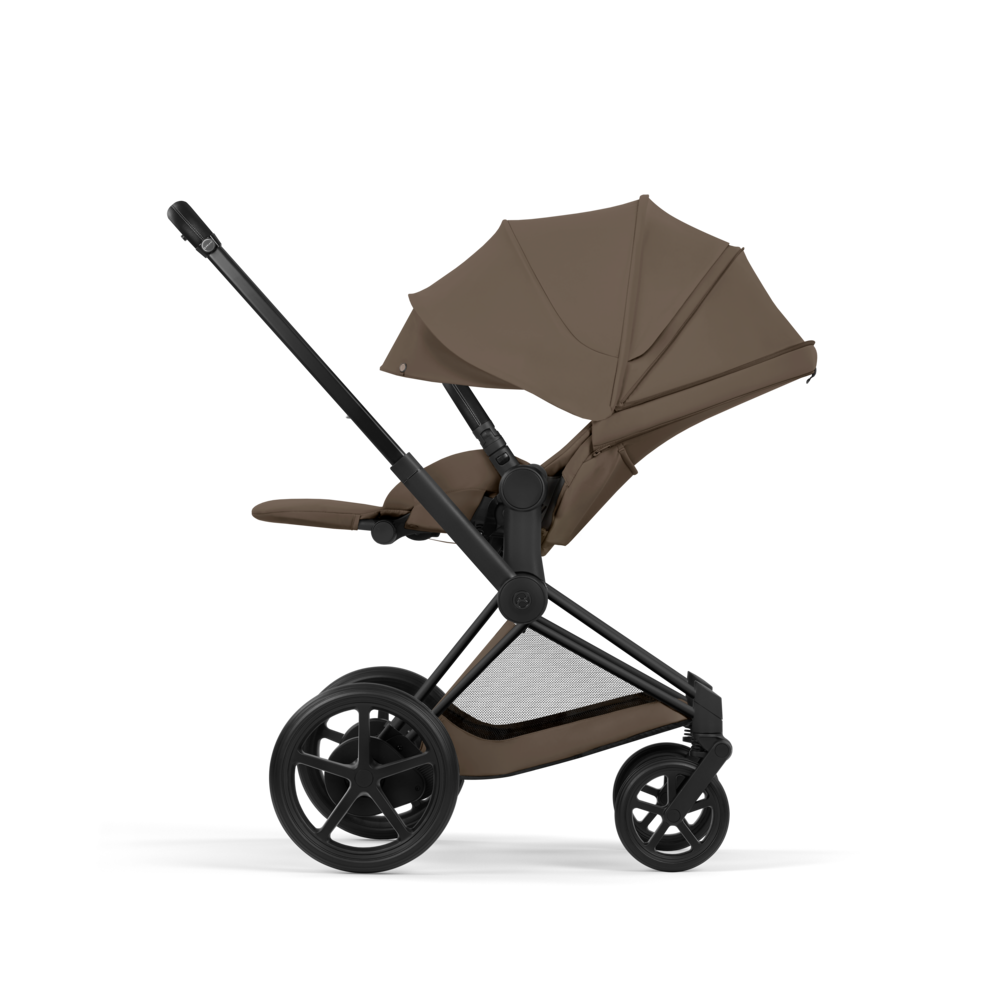 ePRIAM Comfort Matt Black incl. Babywanne, Sitzeinheit, Sitzbezug Coconut Brown