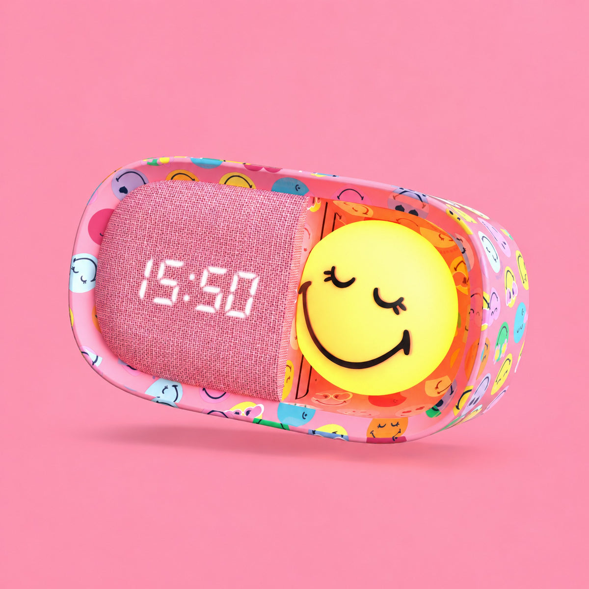 Dreamy Clock Smiley - Wecker und Nachtlicht  Rosa