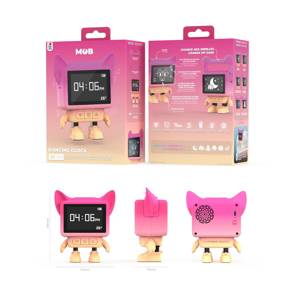 Tanzender Wecker/ Pink