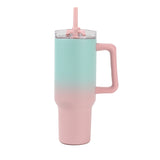 Thermobecher XXL aqua blau/rosa