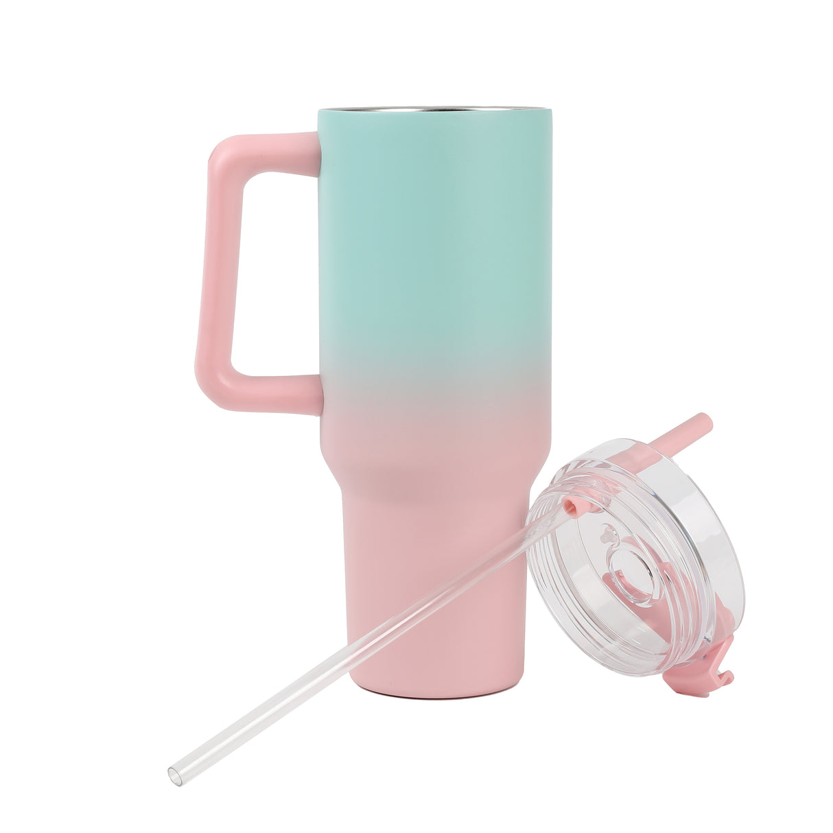 Thermobecher XXL aqua blau/rosa