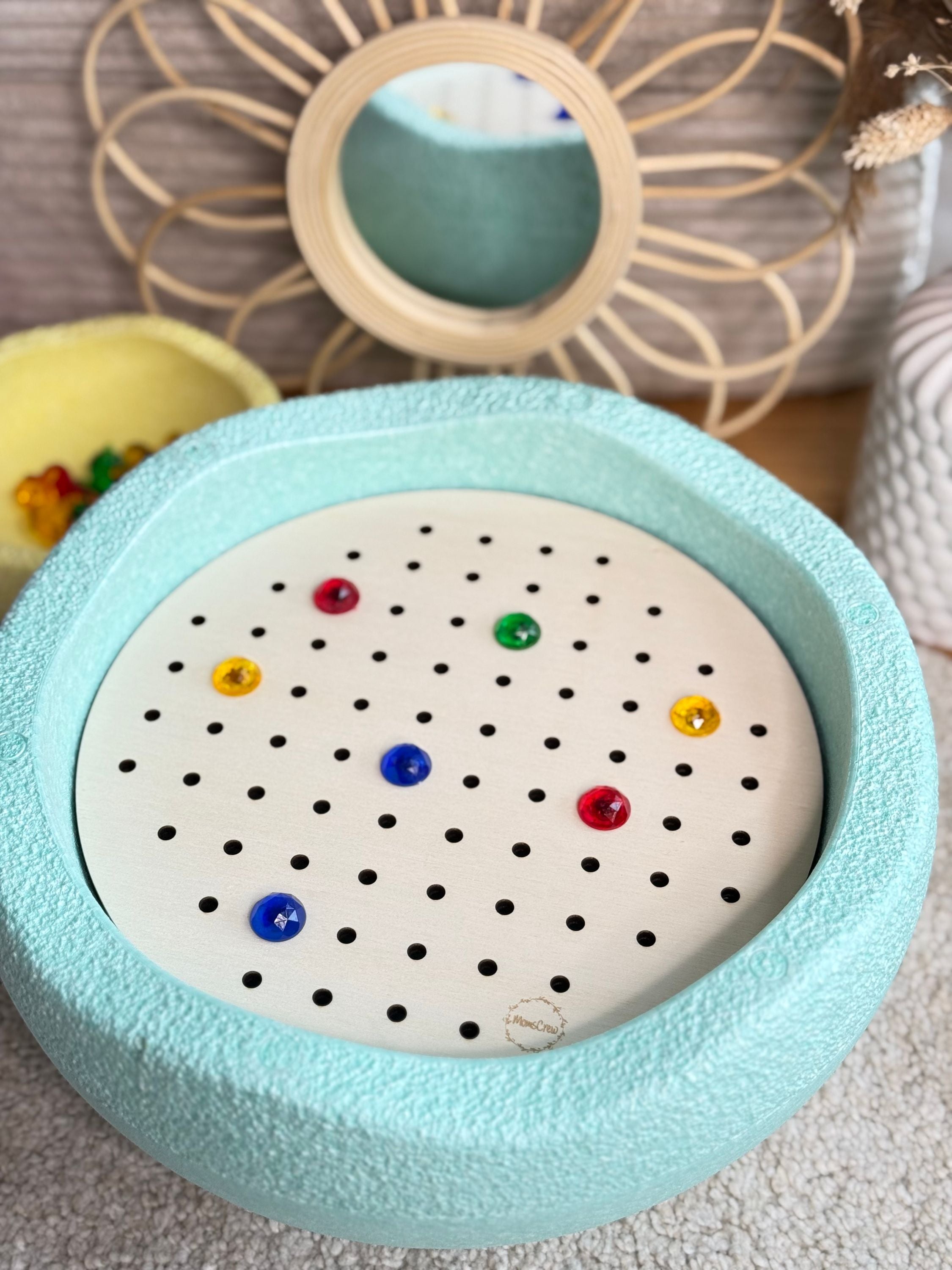 Set: Lochplatte + Mosaik & Gummiringe    (Ergänzung für Stapelsteine)