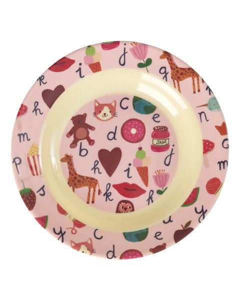 Teller/ Pink ABC Print 250ml