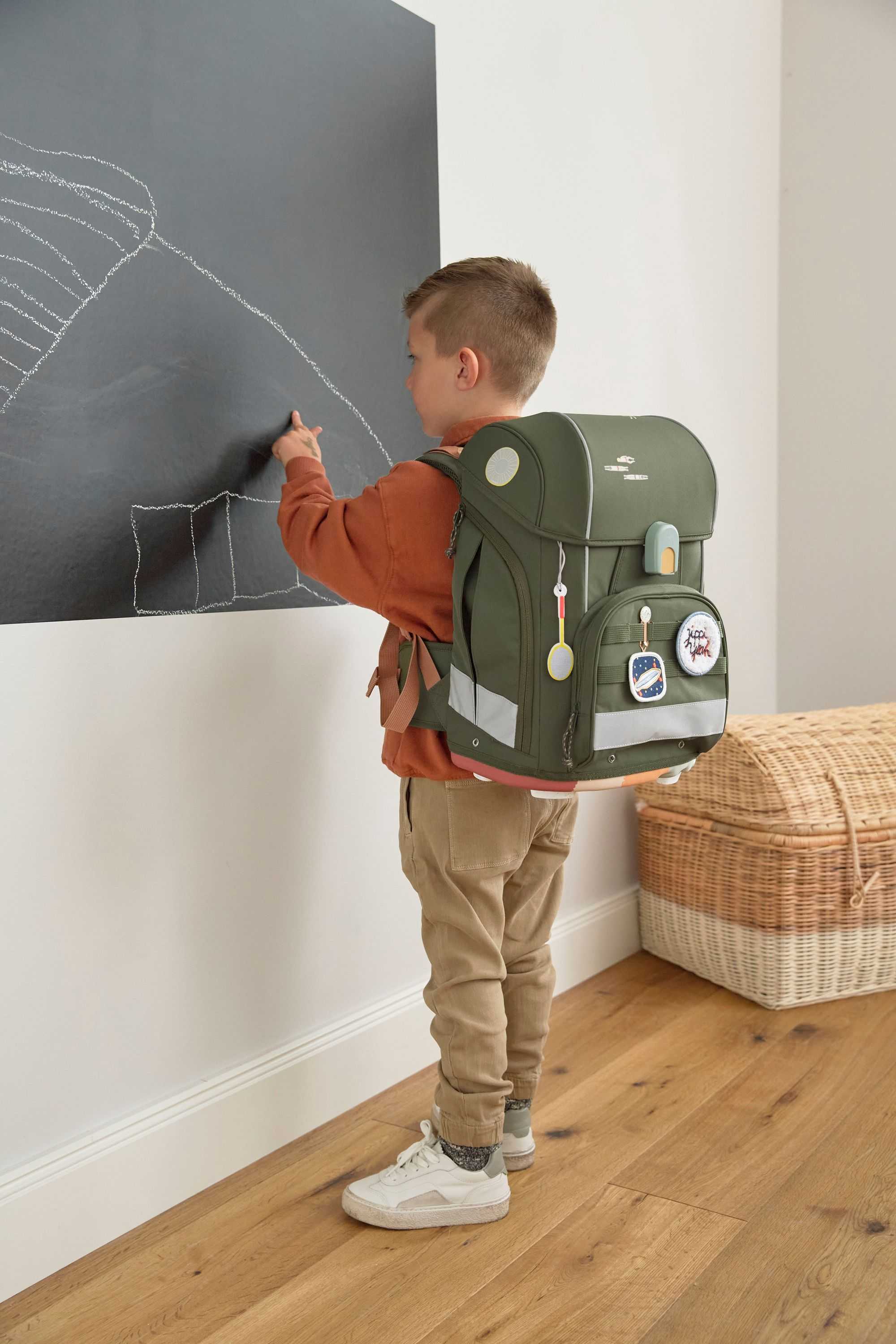 Schulranzen-Set 7-teilig, Boxy Unique olive