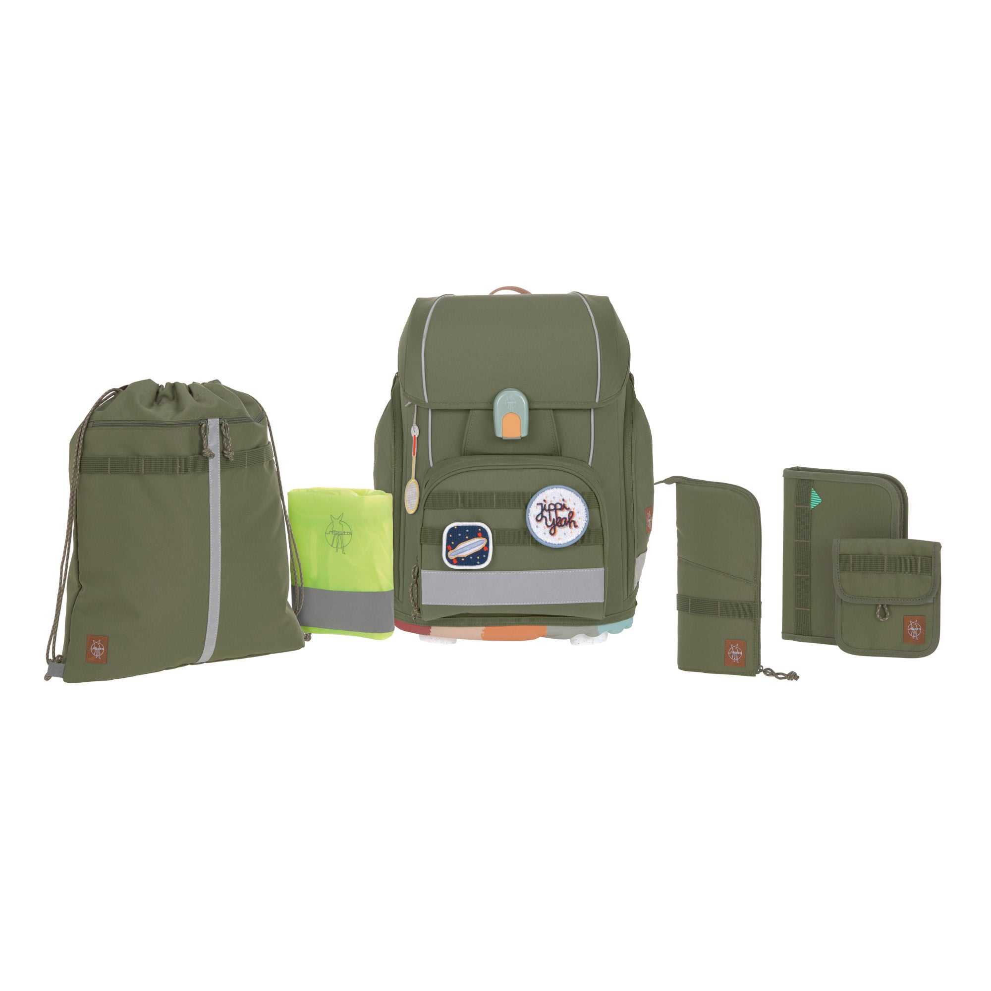 Schulranzen-Set 7-teilig, Boxy Unique olive