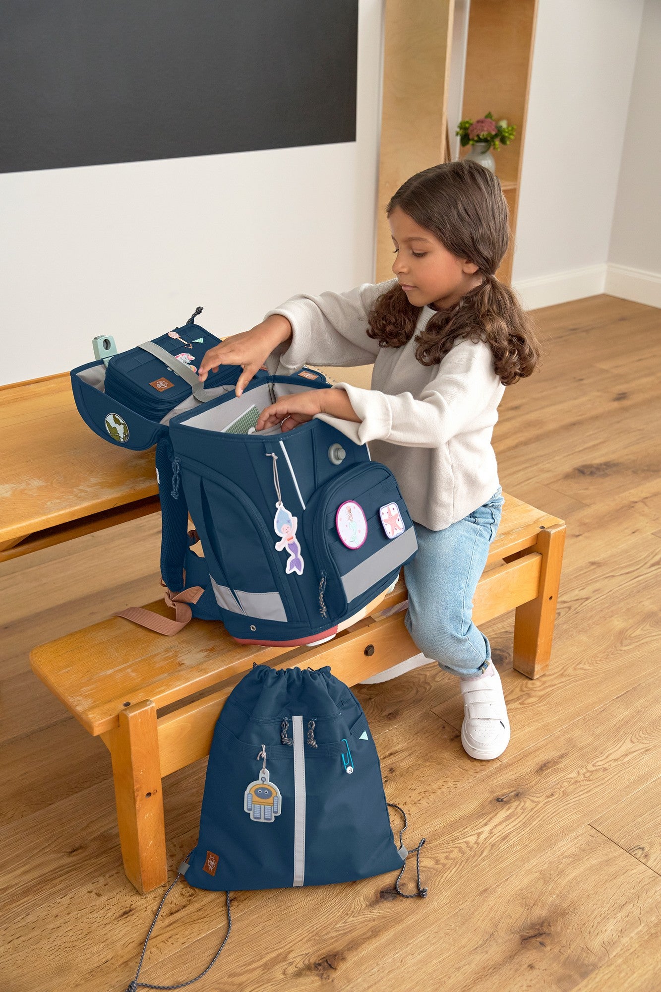 Schulranzen Set 7-teilig, Boxy Unique Navy