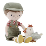 Kuschelpuppe Farmer Jim 35cm mit Huhn - korbmayer. ganz besonders. für kinder.