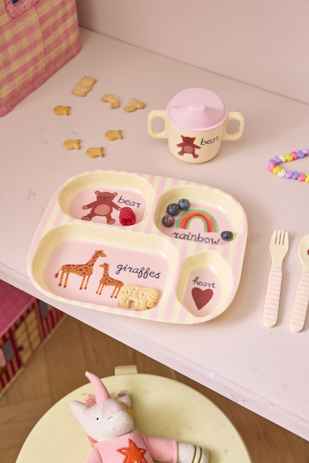 Baby Geschirr Set/ Pink ABC Print