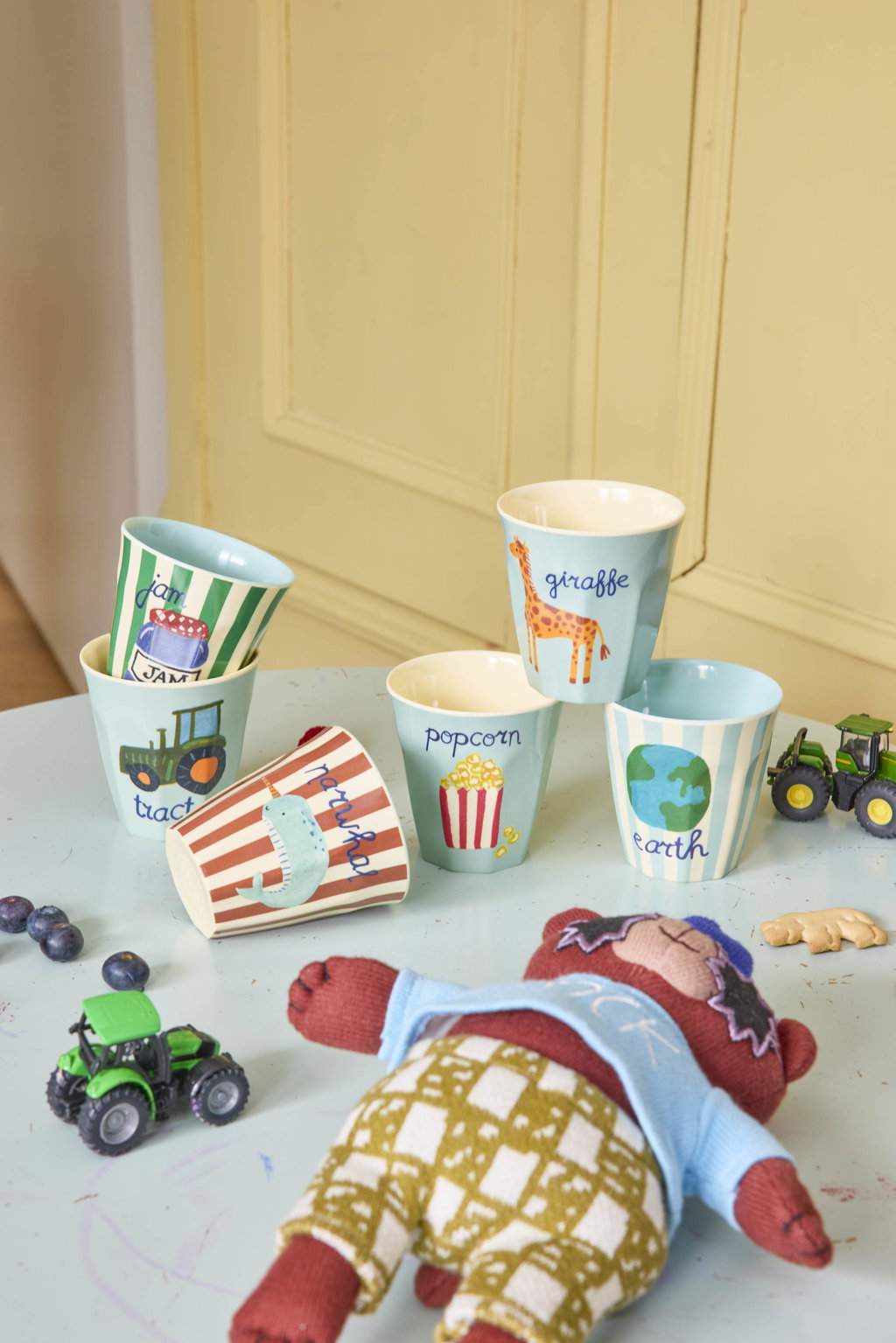 Kinderbecher Set 6er Pack/  ABC Print blau 160 ml