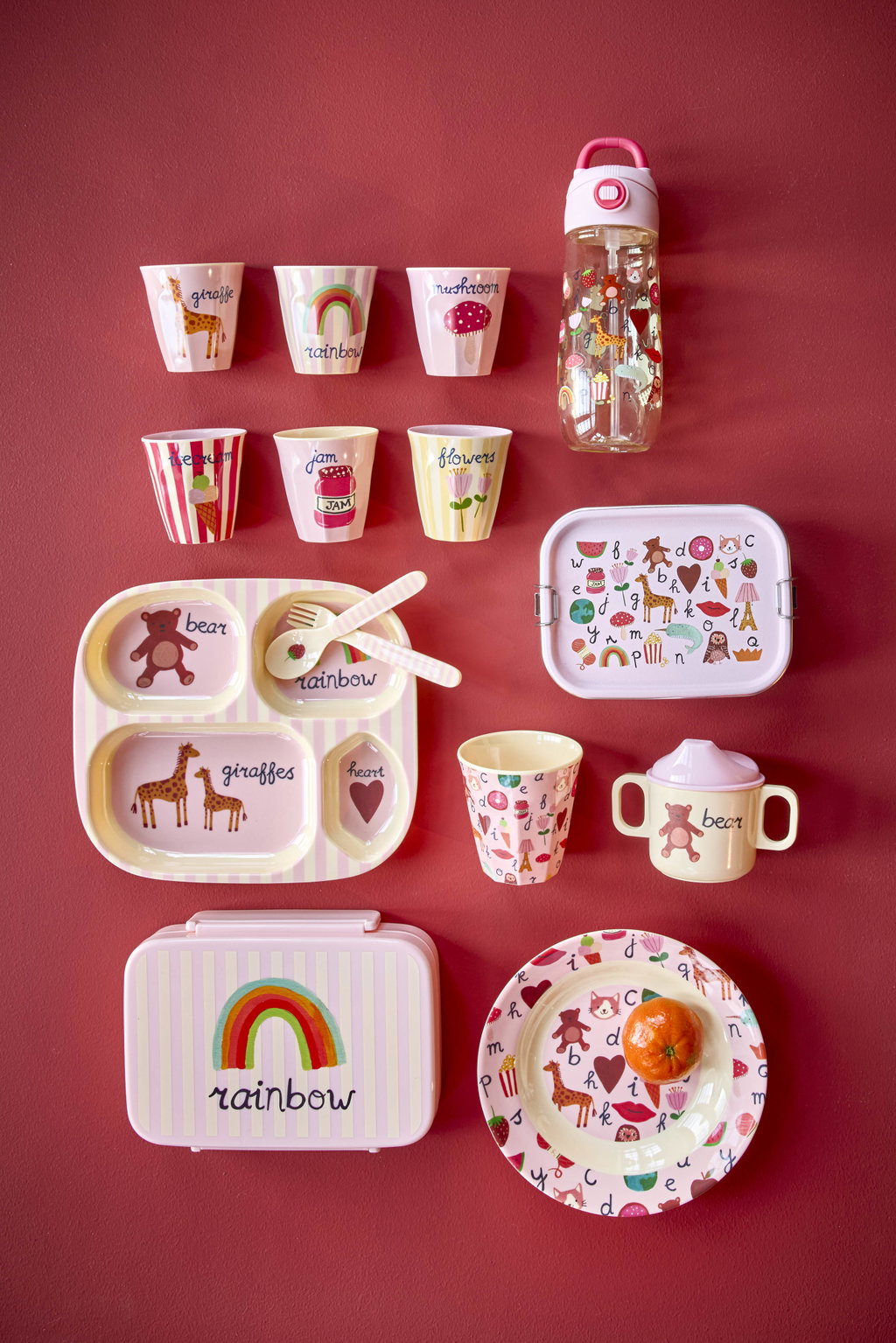 Kinderbecher Set 6er Pack/  ABC Print rosa 160 ml