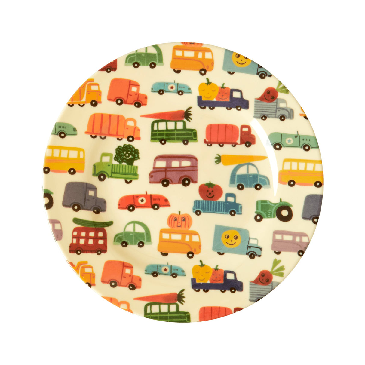 Melamin Kinderteller mit Happy Car Print