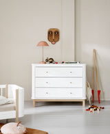 Kommode 3 Schubladen weiß/Eiche