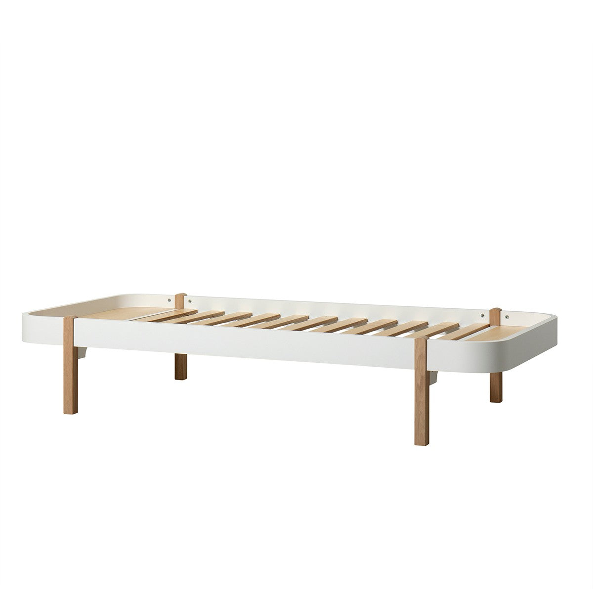 Wood Lounger Bett 90x200 weiß/Eiche