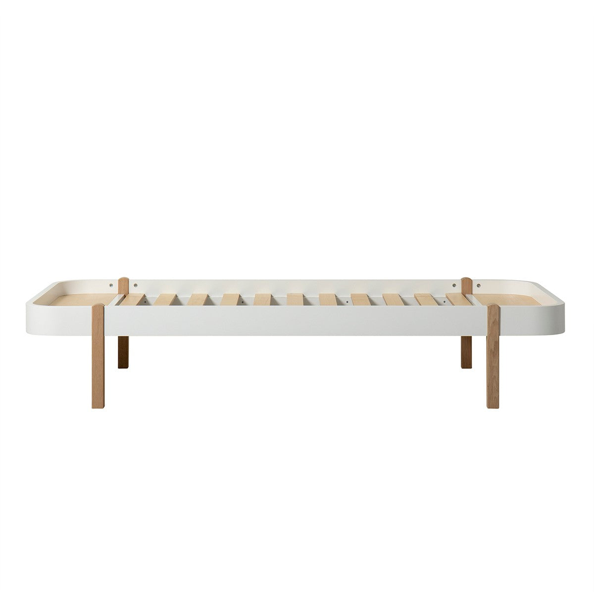 Wood Lounger Bett 90x200 weiß/Eiche