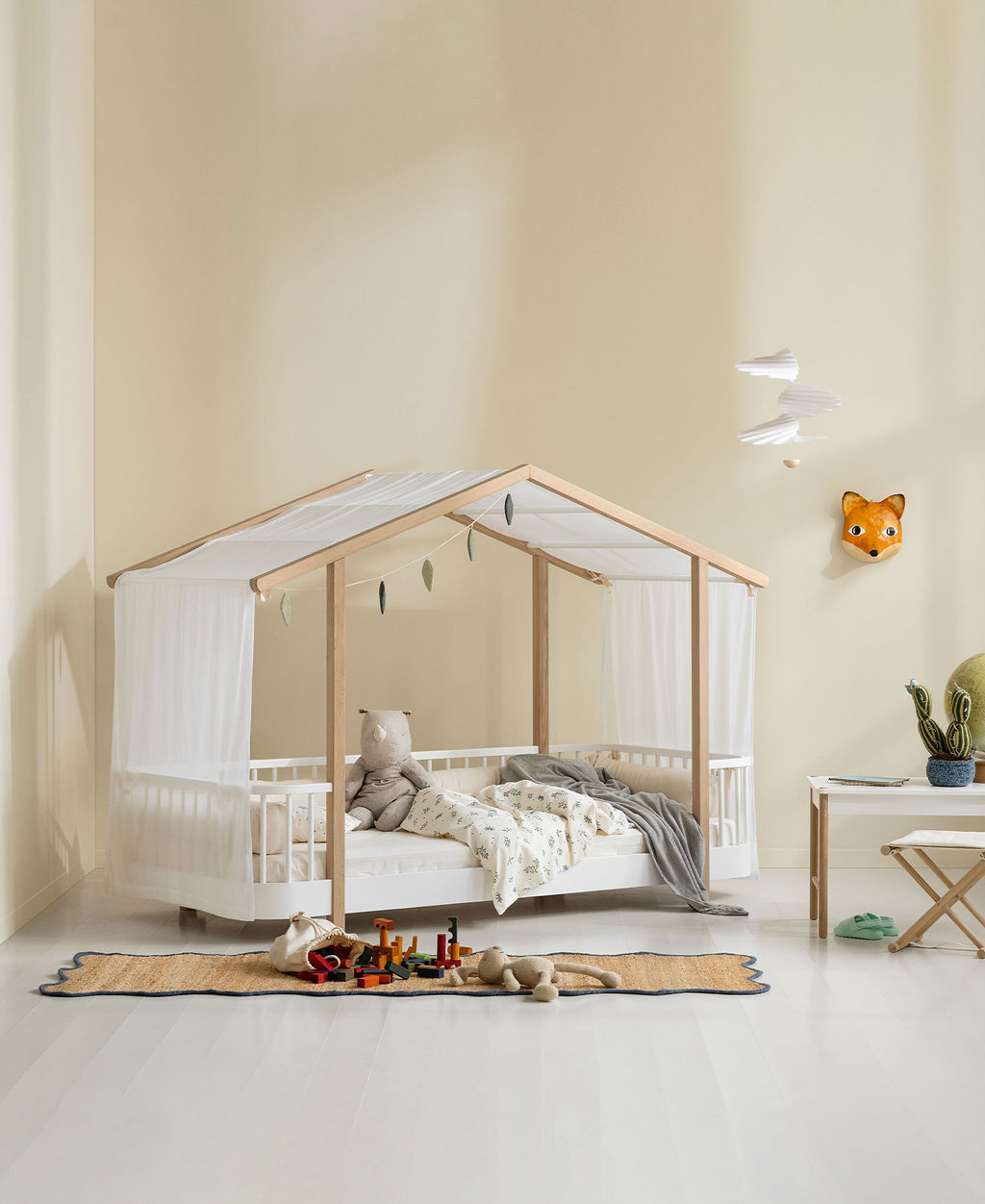 Wood Hausbett 90x200 cm weiß/Eiche