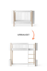 Wood Umbau-Set vom Mini+ Babybett inkl. Umbau-Set Juniorbett zum halbhohen Hochbett weiß/ eiche