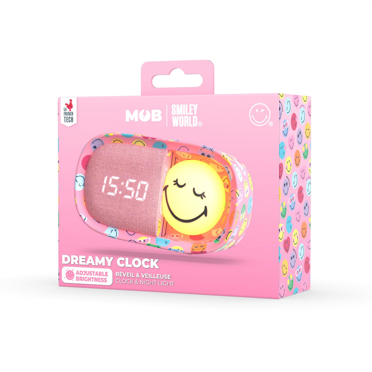 Dreamy Clock Smiley - Wecker und Nachtlicht  Rosa