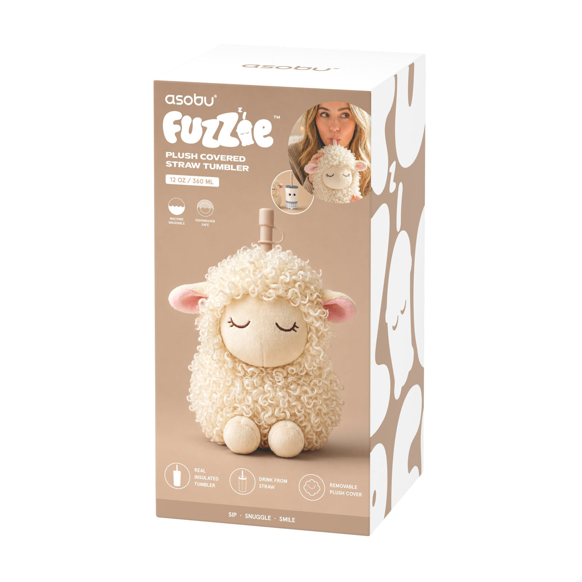 Trinkbecher mit Plüschbezug - Fuzzies Schaf