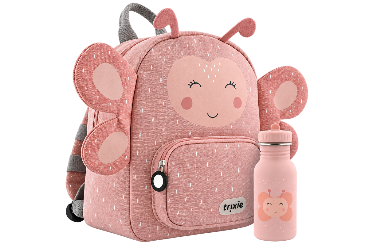 Schulset - Rucksack klein & Trinkflasche 350ml - Mrs. Butterfly