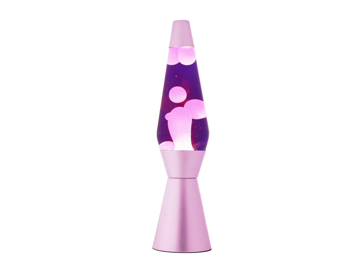Lavalampe mit violettem Sockel