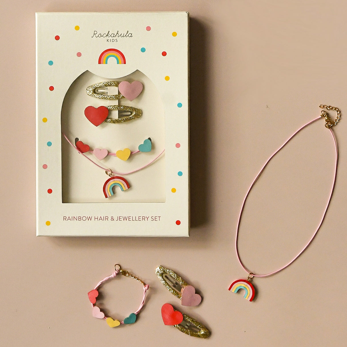 Vintage Rainbow Haar & Schmuck Set