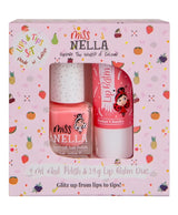 Miss Nella Butter Cheeks Lippenbalsam  + Miss Nella Peach Slushie abziehbarer Nagellack - korbmayer. ganz besonders. für kinder.