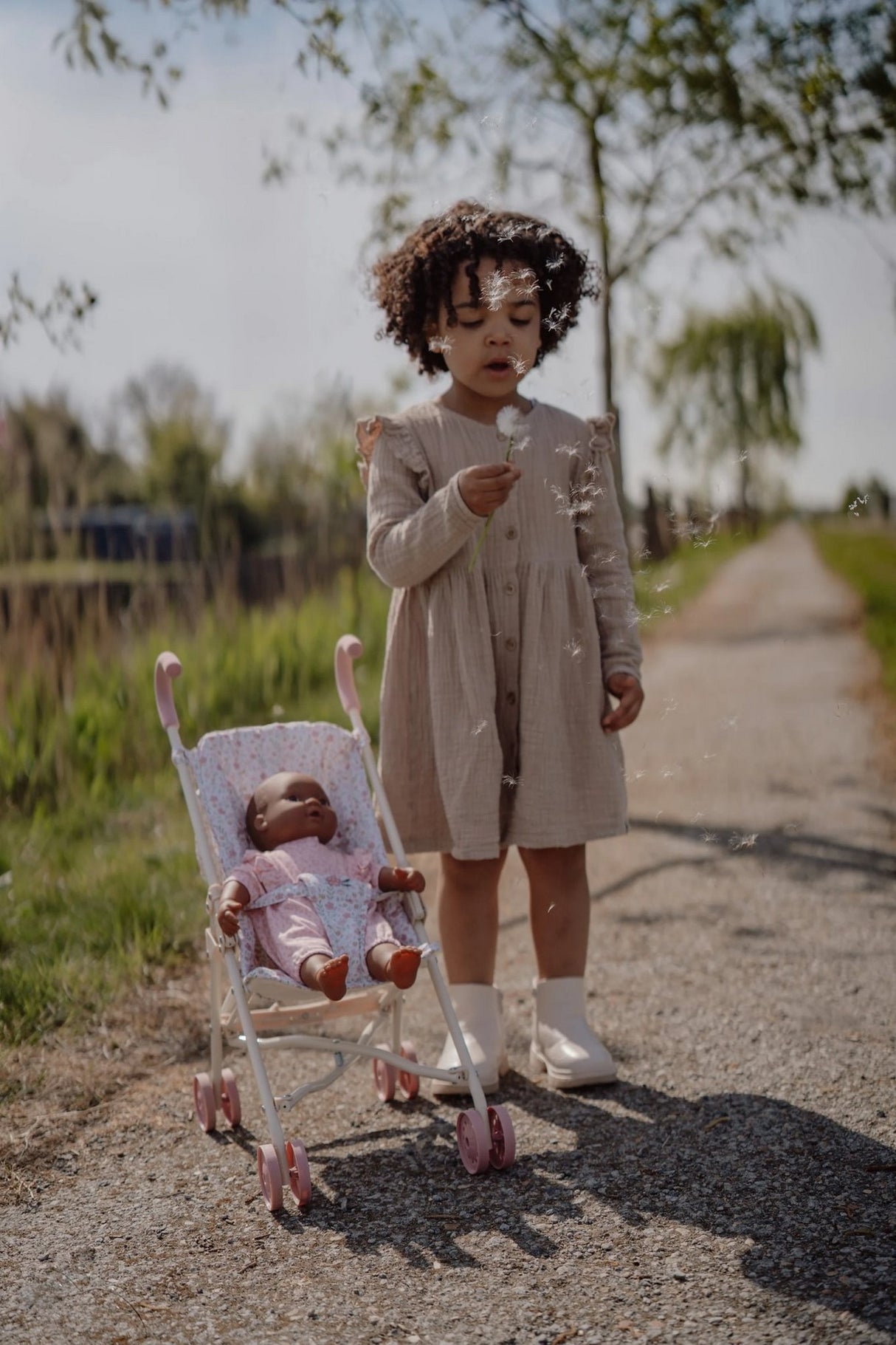 Puppenbuggy aus Metall/ Soft Flowers